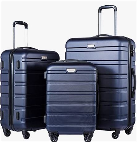 Coollife 3 Piece Set Suitcase Spinner Hardshell Lightweight TSA Lock