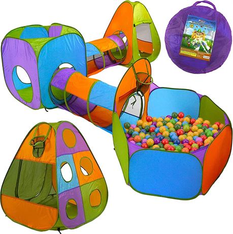 5-Piece Kids Pop up Play Tent Crawl Tunnel and Ball Pit