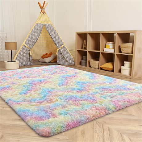 Shag Ultra Soft Fluffy Area Rug - Rainbow