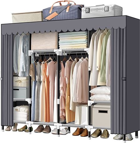 LOKEME Portable Closet, 67 Inch Wardrobe Closet for Hanging Clothes