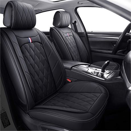 Aierxuan Leather Waterproof Car Seat Cover Set, Universally Compatible, Black