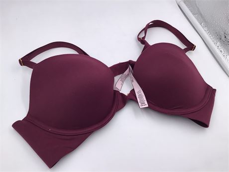 Victoria Secret Burgundy , Solid Color Bra - Wired - Push-Up - 34B