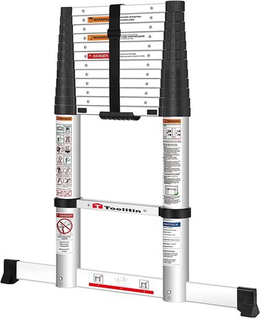 TOOLITIN Telescoping Ladder with Stabilizer Bar, 12.5FT