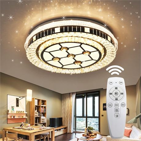 ZYCYLIGHT Crystal LED Flush Mount Ceiling Light Fixture