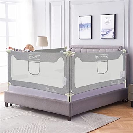 Famill Toddler Bed Rail, 54-Inches, Gray