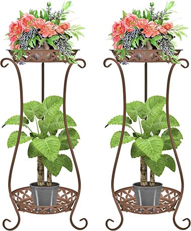 Jepreco 2-Tier Plant Stand, Shelf 2-Set, Brown