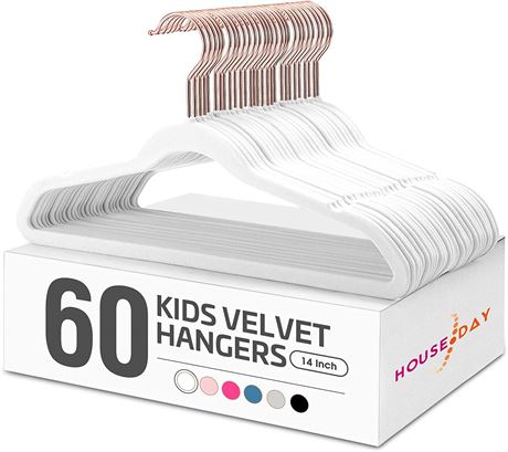 House Day Velvet Kids Hangers, 60 Pack