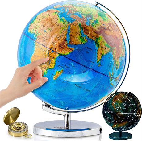 Get Life Basics LED Globe of the World with Stand, 13-Inch