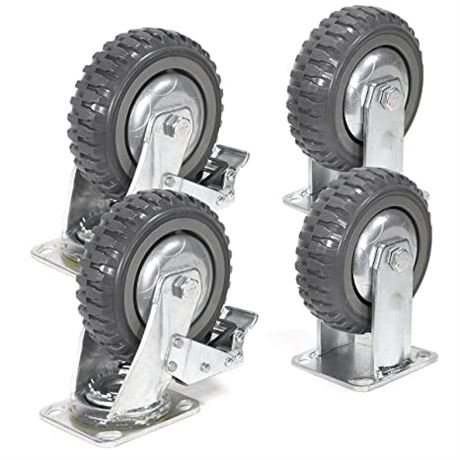 Uyoyous 6'-Inch Industrial Caster Wheels, 2 with Brakes & 2 Fixed