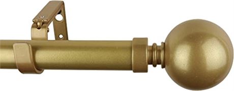 Meriville 1-Inch Diameter Ball Curtain Rod, 84-Inch to 120-Inch, Gold