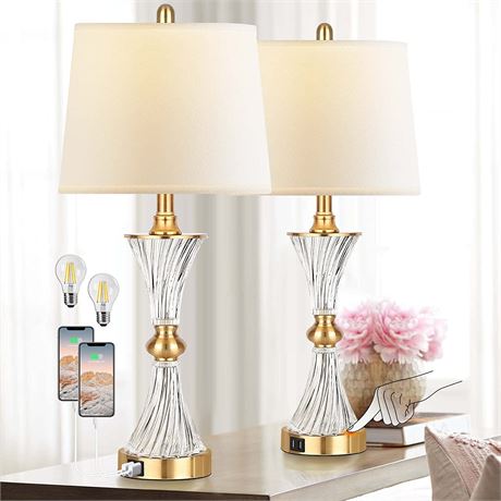 Gold Glass Touch Control Table Lamps, Set of 2