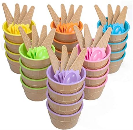 Lawei 24 Pack Ice Cream Cups with Spoons