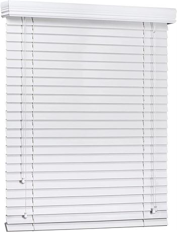 LazBlinds 2" Wood Horizontal Blinds - White (34.125" W x 60" H)