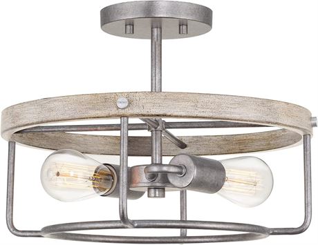 Kira Home Payton 14" 2-Light Modern Farmhouse Semi Flush Mount