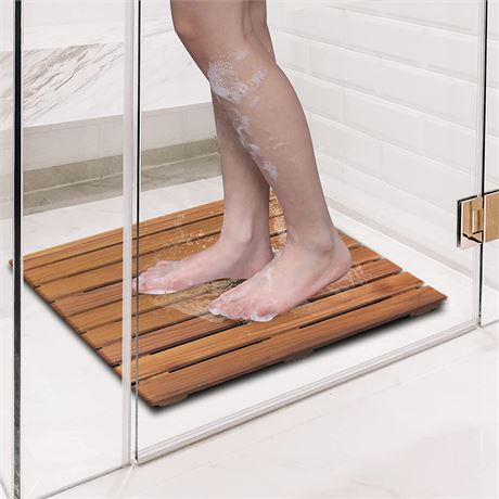 Non-Slip Bath Mat, Luxury Spa Mat, Wooden Mat for Bathtub, 20 x 20 in