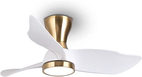 Reiga 36" Modern Low Ceiling Fan with Light (White/Gold)