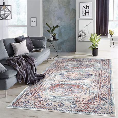 Avida 3x5-Foot Area Rug, Beige Blue