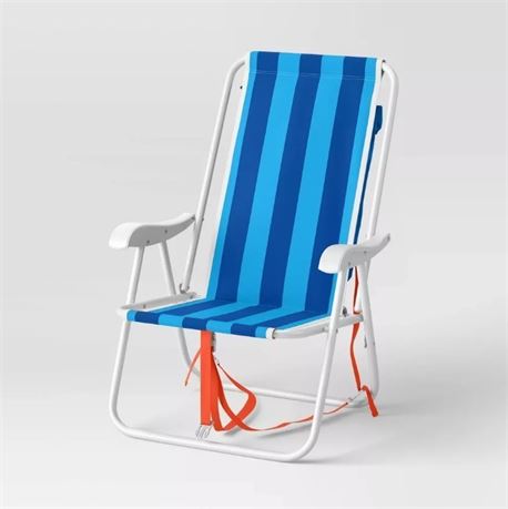 Outdoor Portable Backpack Chair Wide Stripe - Blue - Sun Squad