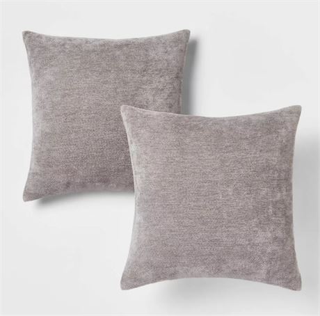 Threshold Chenille Square Throw Pillows Gray, 2-Pack