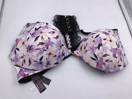 Victoria Secret Black w/Beige, Purple& Black Floral Bra - Wired - Push-Up - 34B