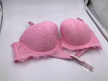 Victoria Secret Creamy Pink Colored w/Floral Lace Bra - Wired - Push-Up - 34C