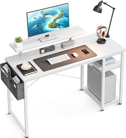 ODK Computer Desk with Monitor Stand - 2 Tier - White