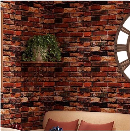 Yancorp 24"x120" Rust Red Brick Self Adhesive Wallpaper