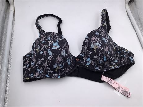 Victoria Secret Black w/Blue & Green Floral Bra - Wired - Push-Up - 34B