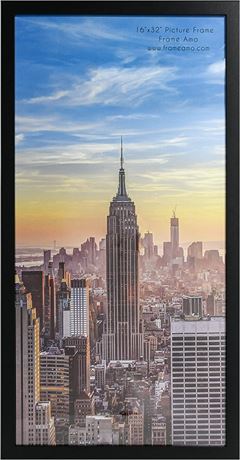 Frame Amo 16x32 Black Modern Picture or Poster Frame, 1 inch Wide Border