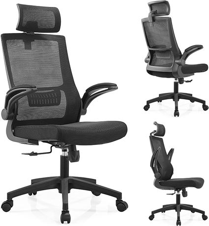 Kilosit Ergonomic Swivel Office Chair with Flip-up Arms