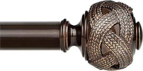 1" Curtain Rod (6 - 12ft) - Woven Leaf Antique Bronze