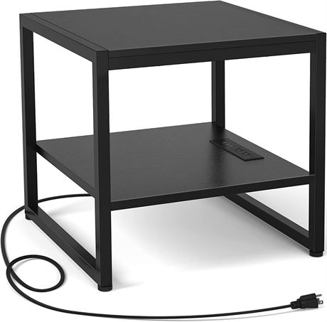 End Table with Charging Station 20 Inch Square Side Table