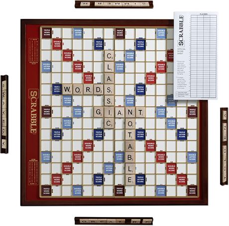 WS Game Company Scrabble Giant Deluxe Edition with Rotating Wooden Board