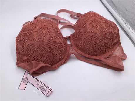 Victoria Secret Amber Colored w/Floral Lace Bra - Wired - Push-Up - 34C