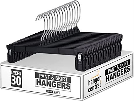 Hanger Central, 30-Pack Space-Saving Hangers, Size 10, Black