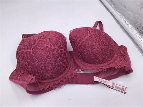 Victoria Secret Persian Red Color w/Floral Lace Bra - Wired - Push-Up - 34C