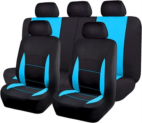 Flying Banner Car Seat Covers Front Seats, Black Mint Blue