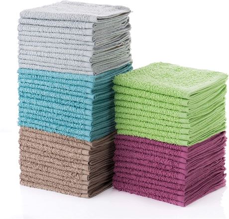 Simpli-Magic 79148 Cotton Washcloths, 50 Pack, Multi Color Towel Set