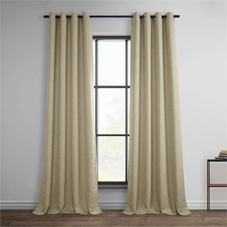 HPD Room Darkening Curtains for Bedroom & Living Room 50 X 120 Faux Linen, Tan