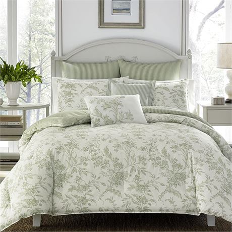 Laura Ashley Home - King Size Comforter Set (Natalie Sage/Off White)