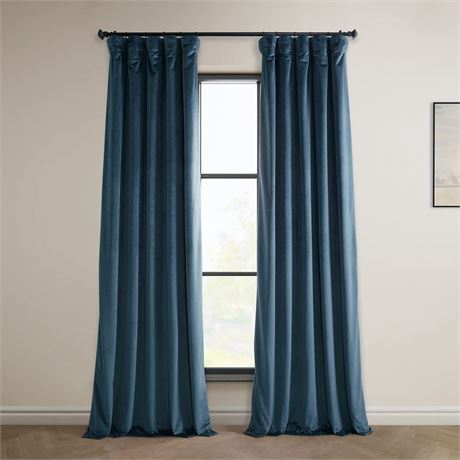 Half Price Drapes Plush Velvet Curtain (1 Panel), Avalon Blue