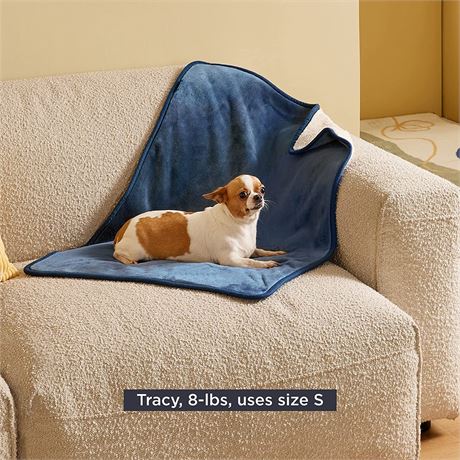 Bedsure Waterproof Dog Blanket for Small Dogs - Blue