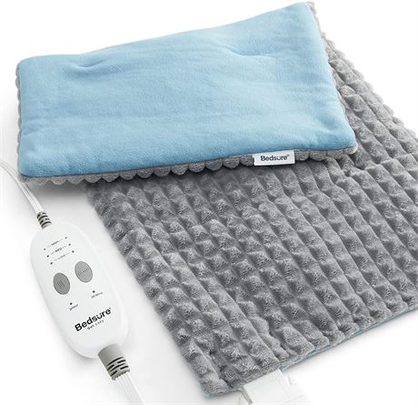 Bedsure Weighted Heating Pad with Massager - Grey