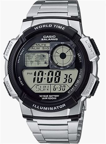 Casio Men's AE1000WD-1AVCF Silver-Tone Digital Watch