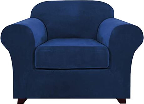 Real Velvet Stretch Chair Covers (2 Piece) - Navy