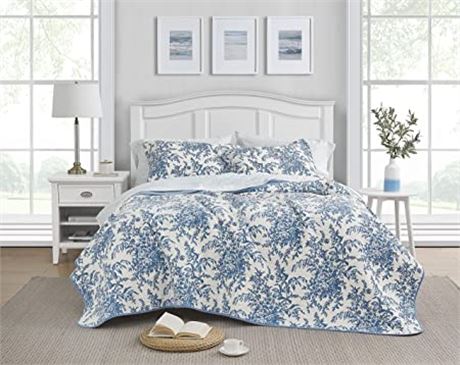 Laura Ashley Home Quilt Bedding Set, Queen, Bedford Delft Blue