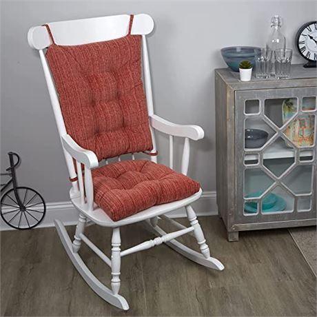 The Gripper Twill Non-Slip Rocking Chair Cushion Set, 2-Piece Set, Clay Red