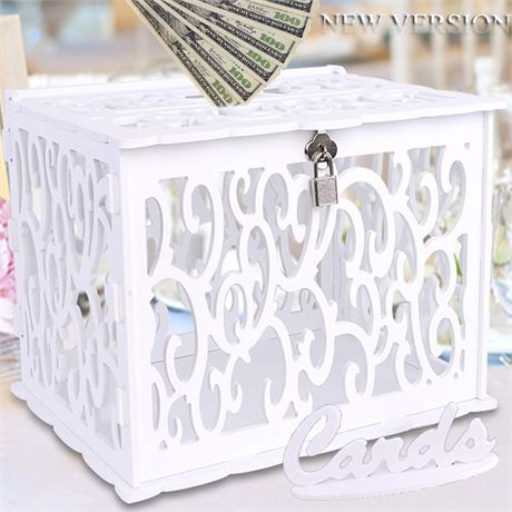 OurWarm DIY White Wedding Card Box (Missing Lock & Card Sign)