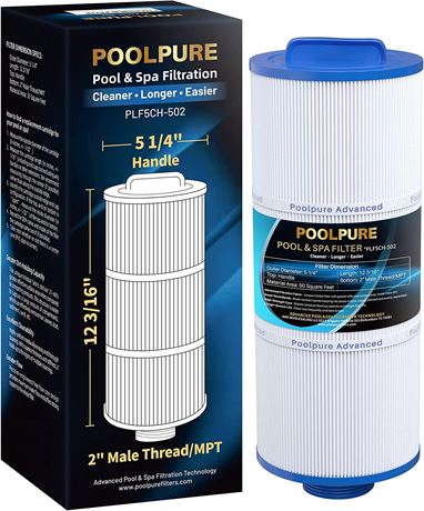 POOLPURE 5CH-502 Fine Thread Spa Filter Replacement (Filter Still Sealed) 1 Pack