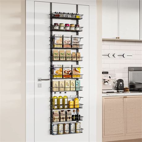 Over the Door Pantry Organizer Rack with 9 Adjustable Baskets